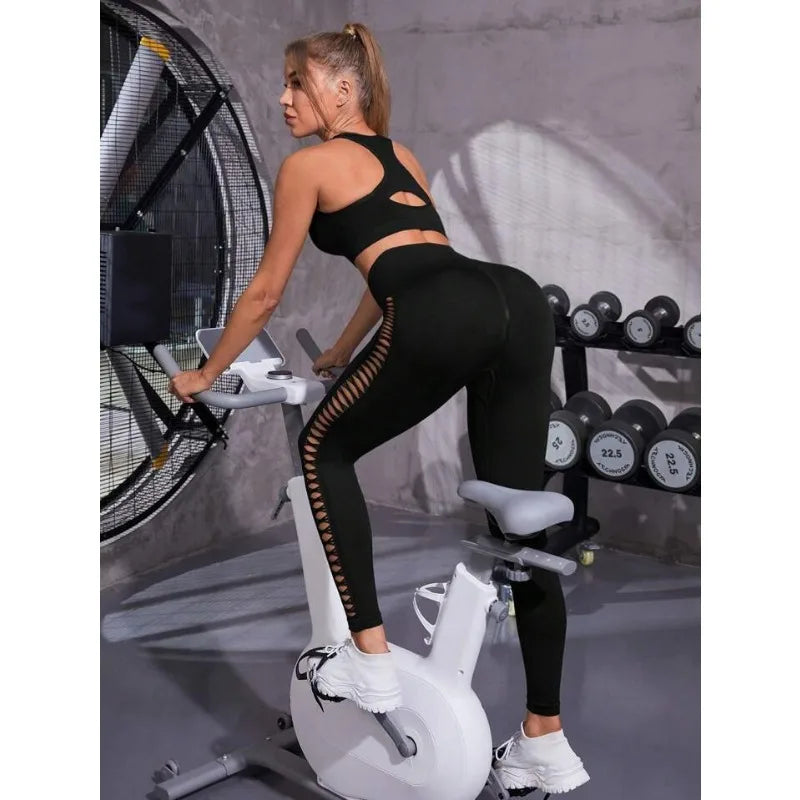 Hollow Out High Waist Yoga Pants for Fitness